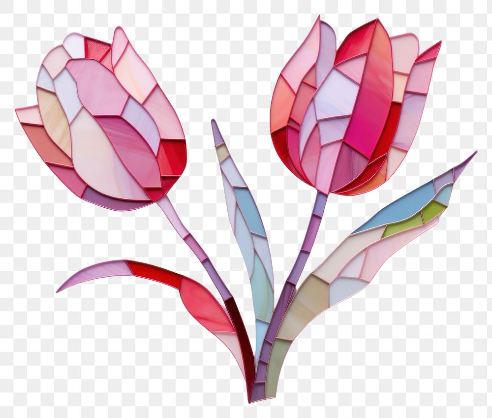 PNG Tulip art origami white background. AI generated Image by rawpixel.