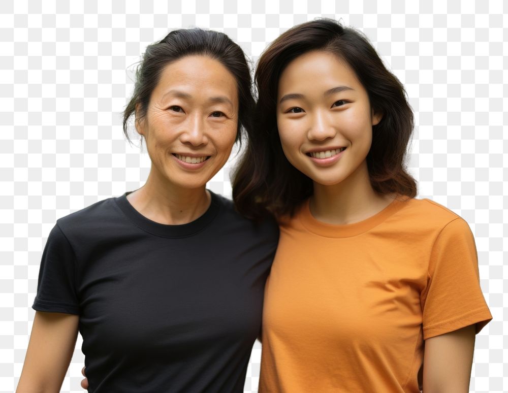 PNG Mother and daughter t-shirt family smile. AI generated Image by rawpixel.