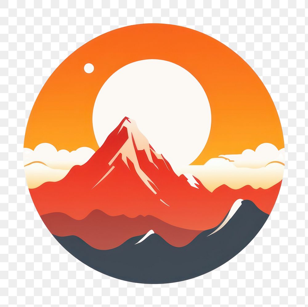 PNG  Mountain and sun nature logo tranquility. AI generated Image by rawpixel.