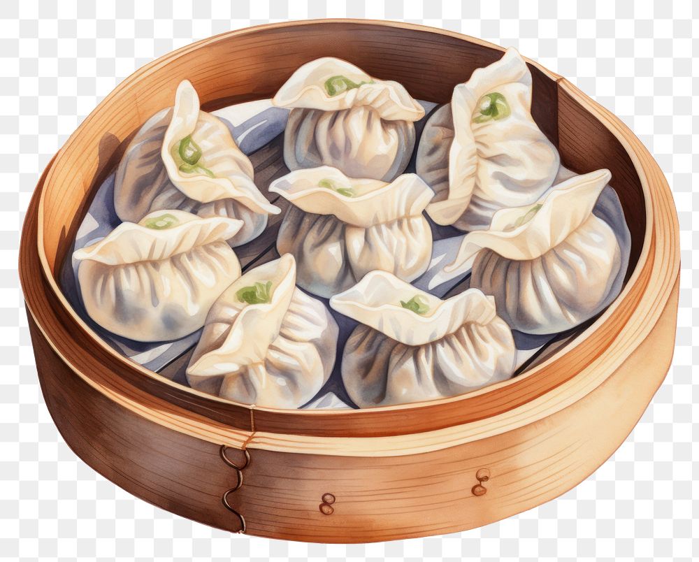 PNG  Dumplings food xiaolongbao container. AI generated Image by rawpixel.