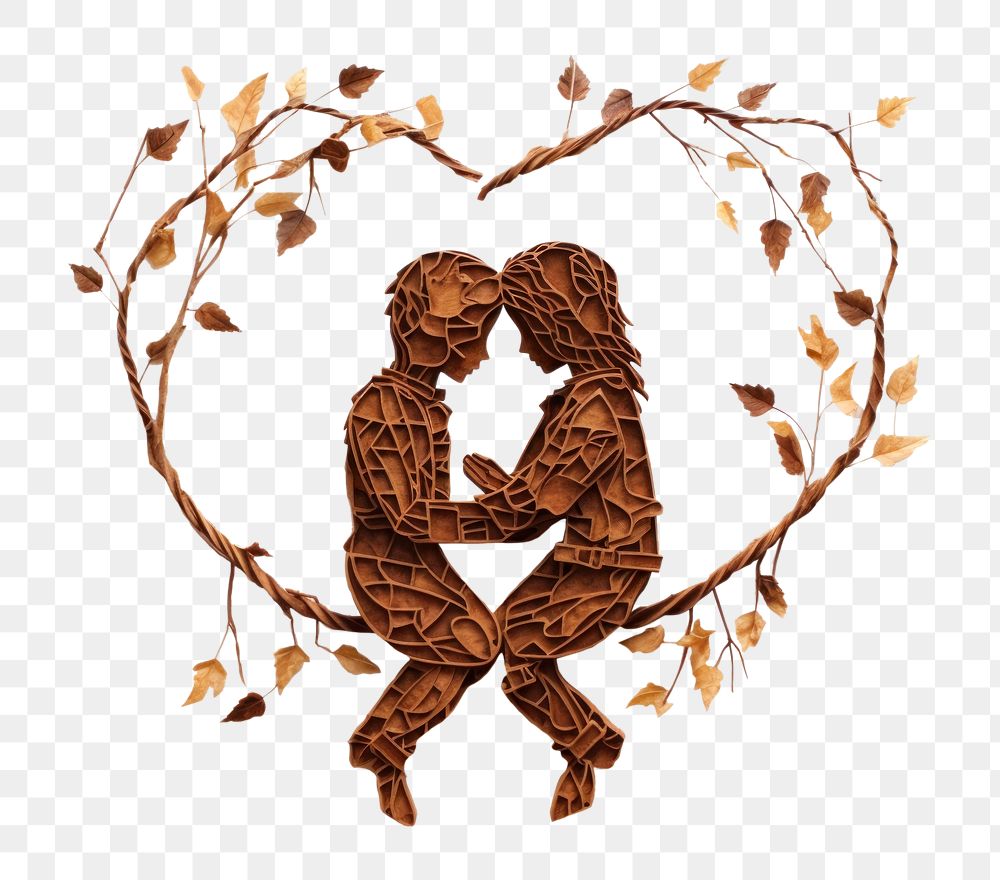 PNG Boy and girl hugging jewelry leaf white background. AI generated Image by rawpixel.