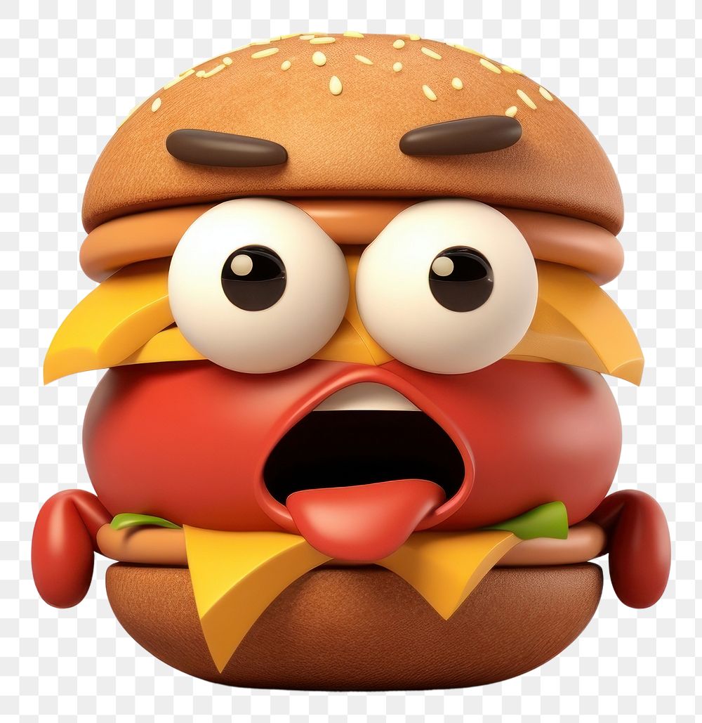 PNG Hamburger food anthropomorphic representation. AI generated Image by rawpixel.