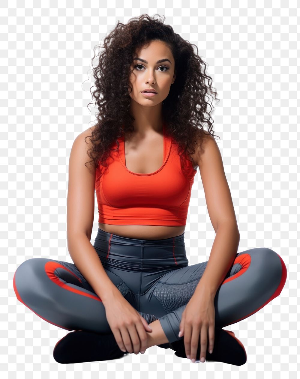 PNG  Beautiful sportswoman sitting portrait adult. AI generated Image by rawpixel.