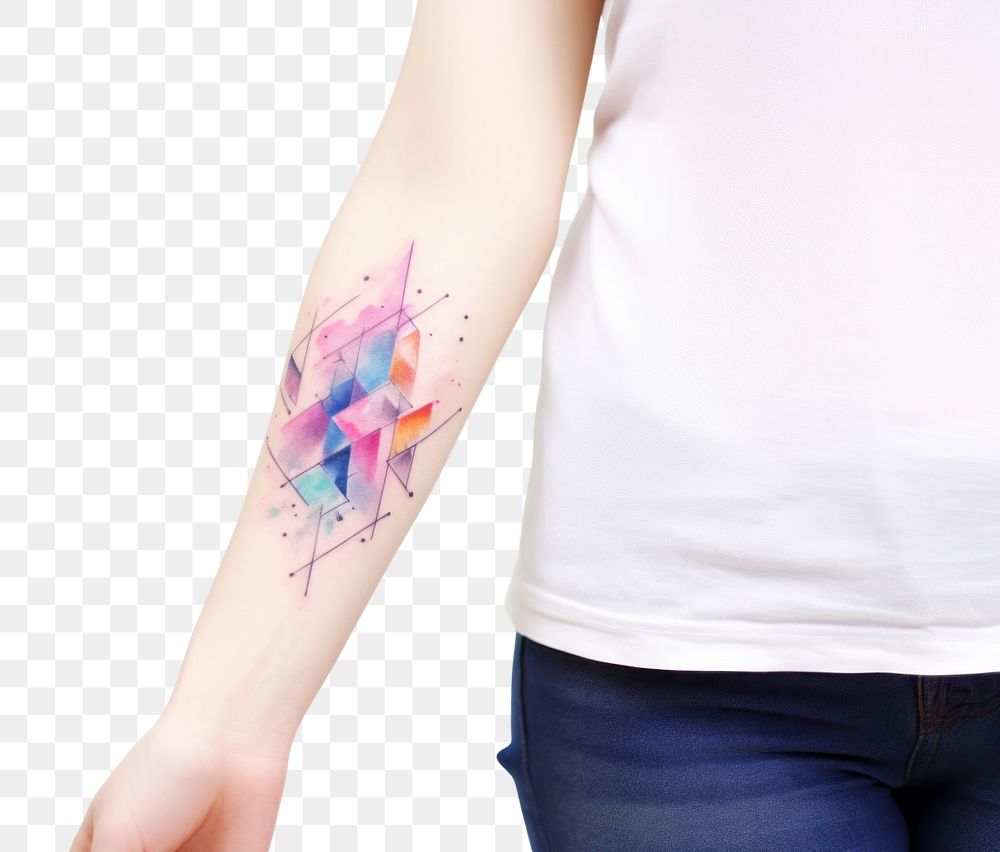PNG Watercolor tattoo adult woman. AI generated Image by rawpixel.