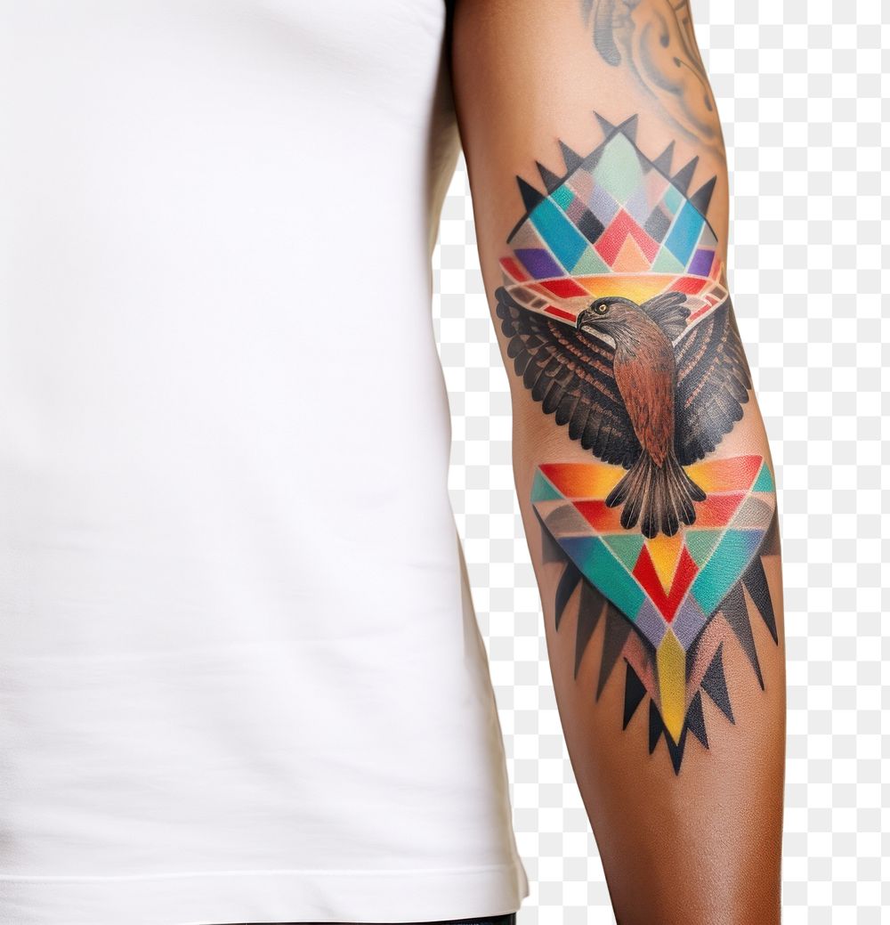 PNG Eagle tattoo arm white background. AI generated Image by rawpixel.