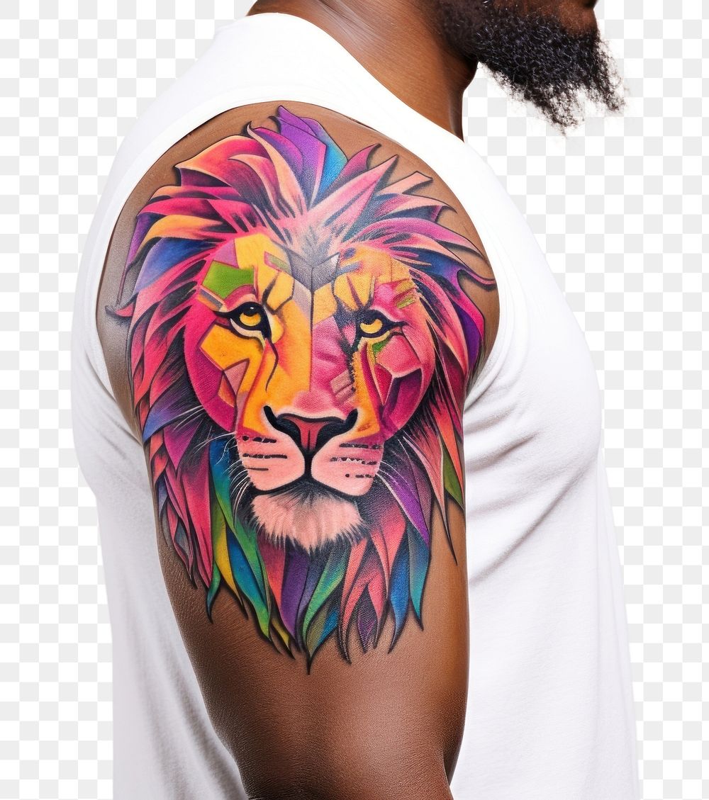 PNG Lion tattoo back arm. AI generated Image by rawpixel.