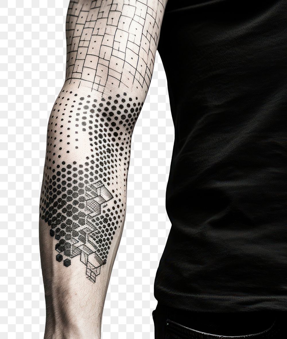 PNG Dotwork tattoo adult arm. AI generated Image by rawpixel.