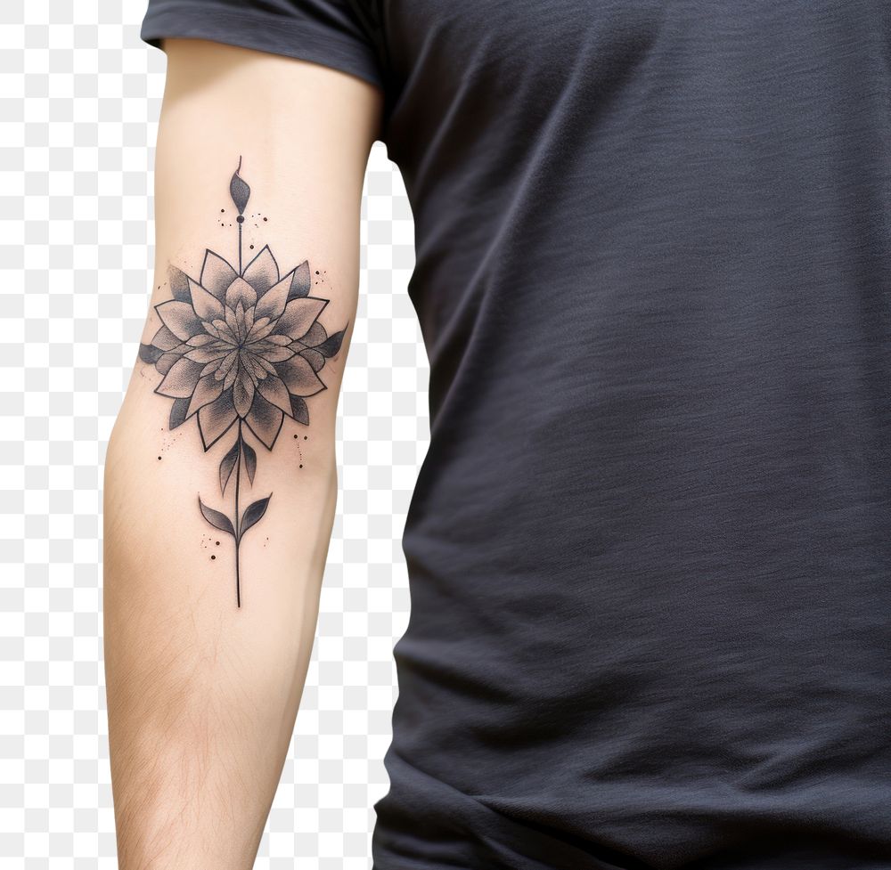 PNG Flower tattoo arm individuality. AI generated Image by rawpixel.