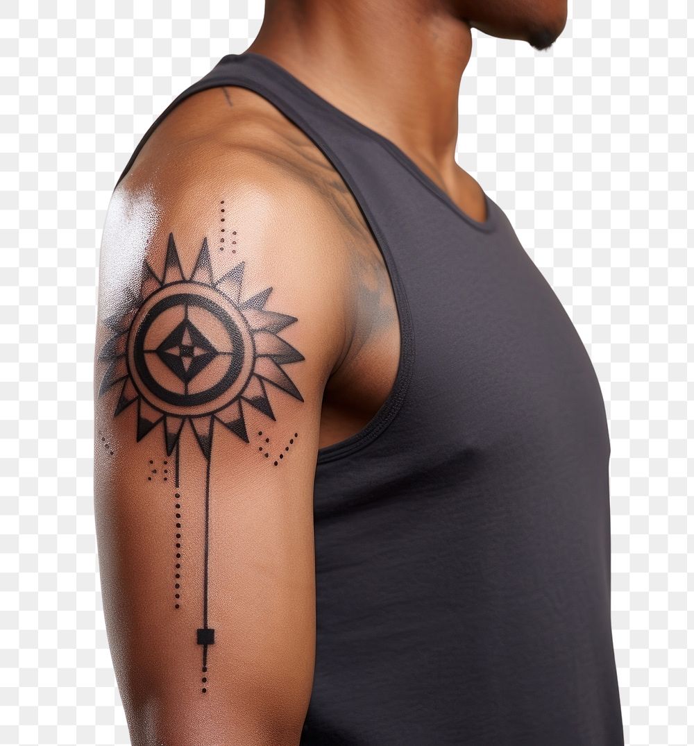 PNG Sun tattoo back arm. AI generated Image by rawpixel.