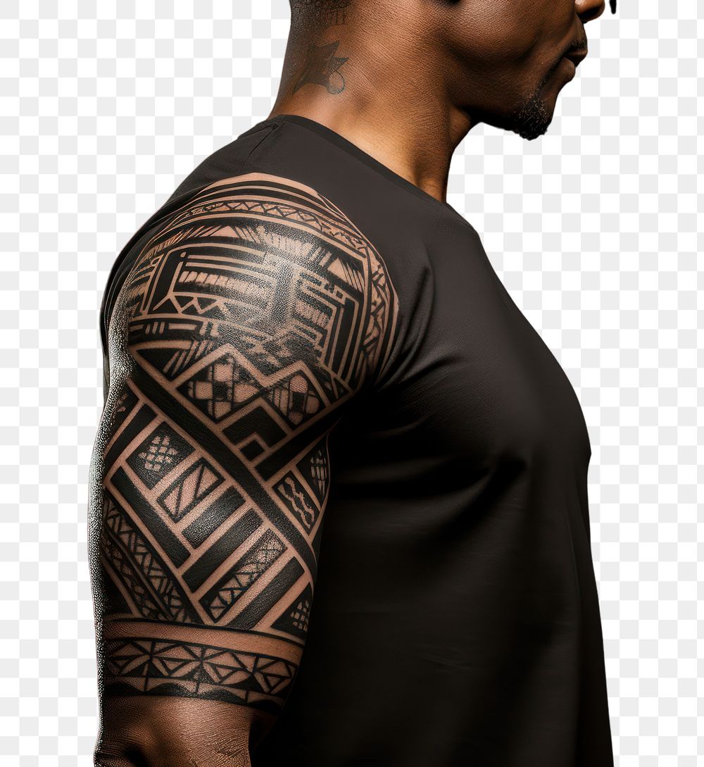 PNG Tribal tattoo sleeve back. AI generated Image by rawpixel.