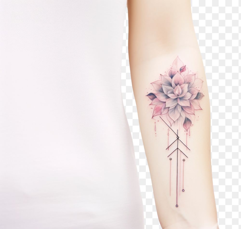 PNG Flower tattoo plant arm. AI generated Image by rawpixel.