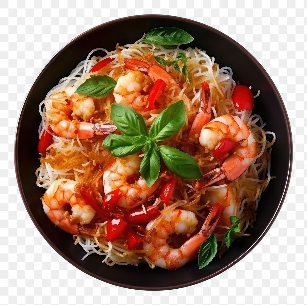 PNG Thai food vegetable shrimp plate