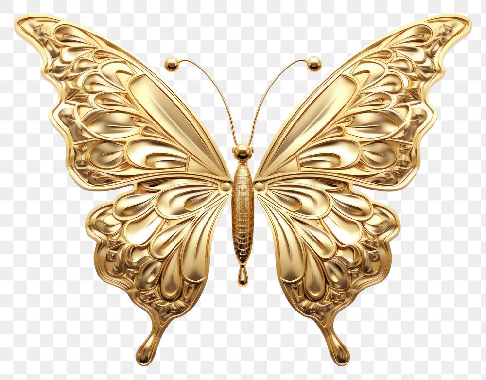 PNG Butterfly gold white background accessories