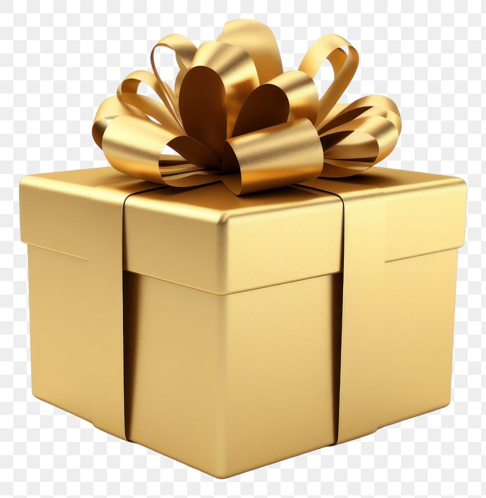 PNG Gift box gold white background celebration