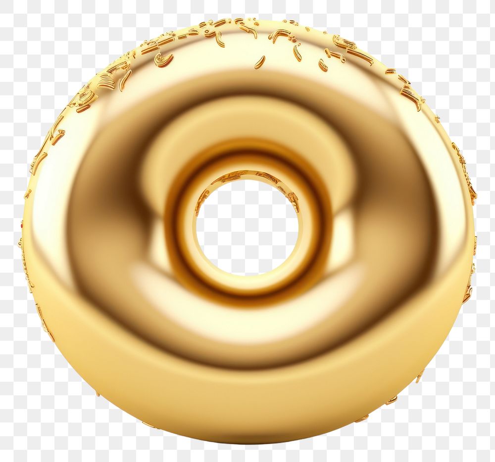 PNG Donut shape gold white background confectionery. AI generated Image by rawpixel.