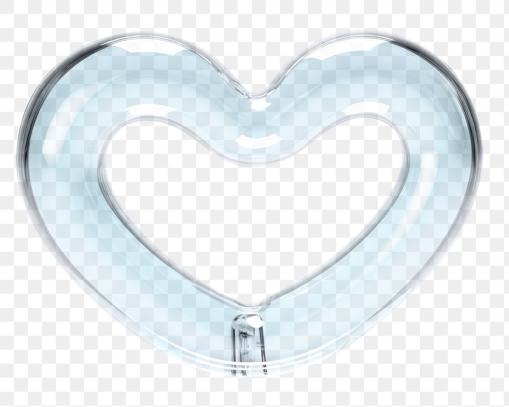 PNG Pool ring heart shape glass turquoise glowing. AI generated Image by rawpixel.