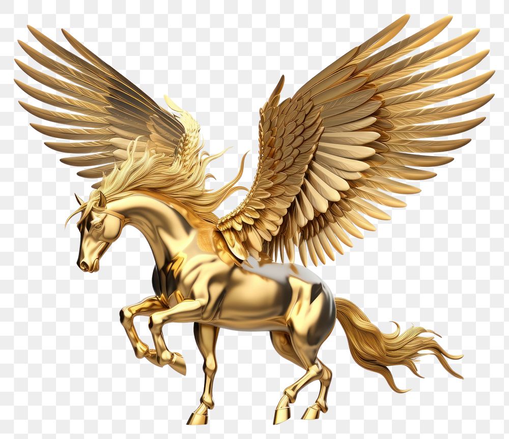 PNG Pegasus animal gold white background