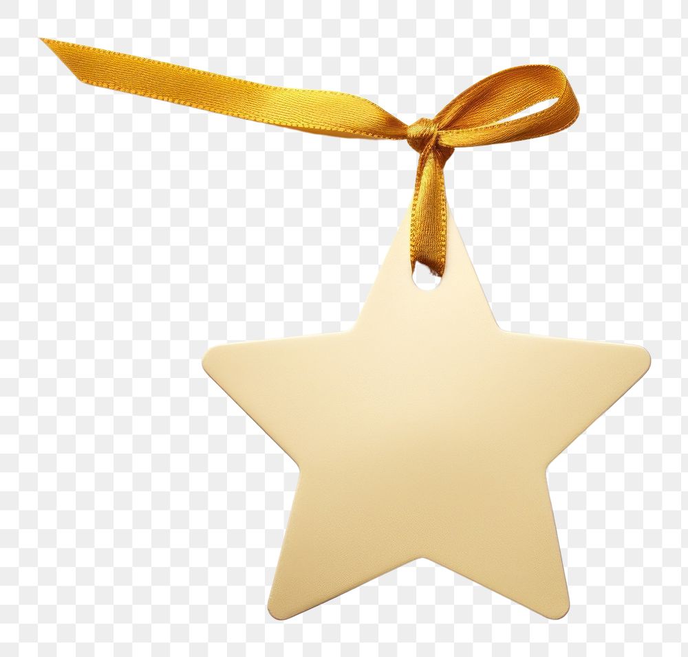 PNG Price tag paper label star shape with ribbon gold symbol white background. AI generated Image by rawpixel.