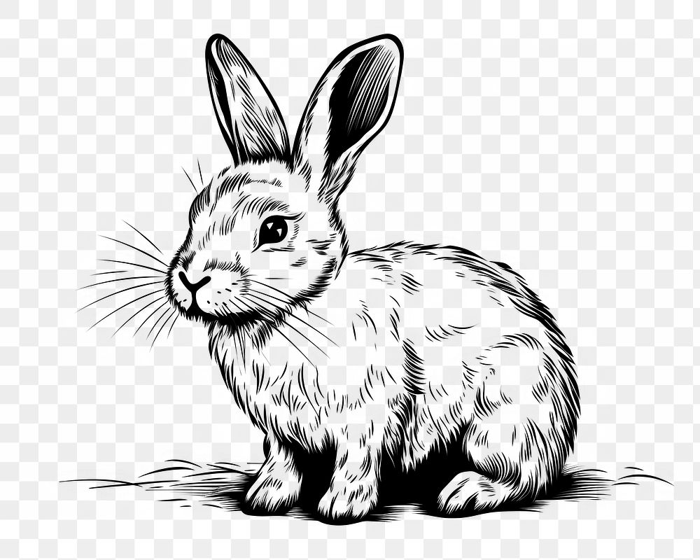 a single vector black and white graphic of vintage divider of *bunny*, isolated on white background --ar 3:2