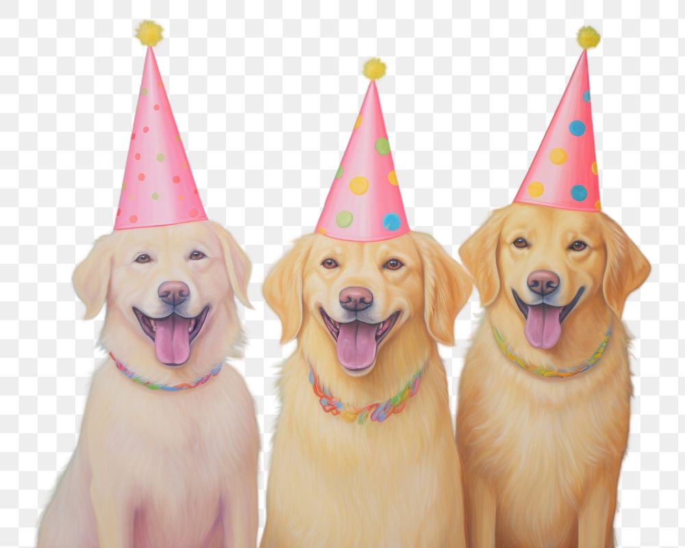 PNG Dogs wearing party hat birthday mammal animal. AI generated Image by rawpixel.