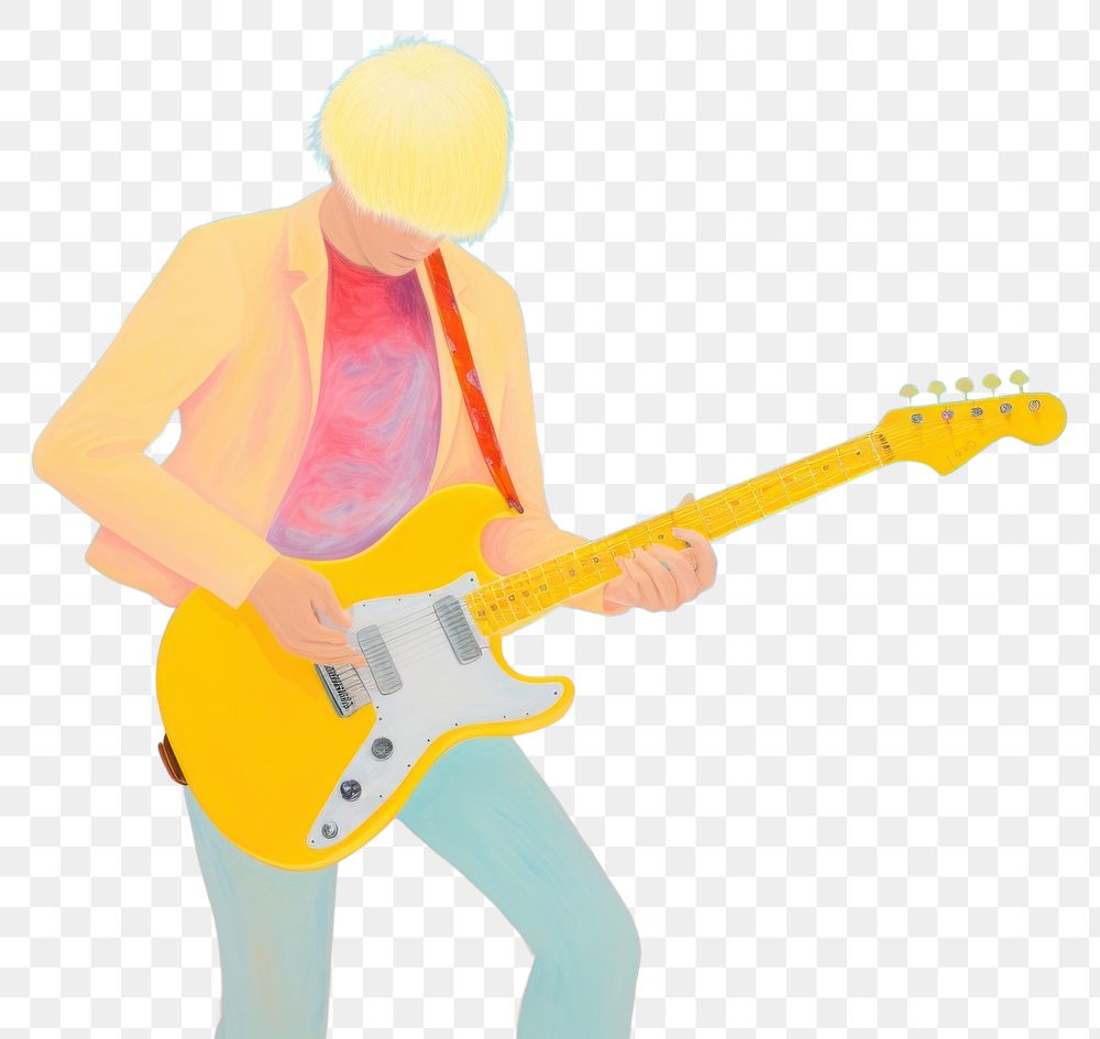 PNG Person playing guitar painting musician performance. AI generated Image by rawpixel.