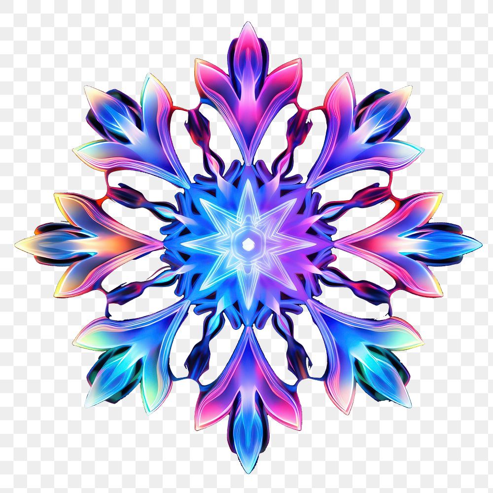 PNG Snowflake pattern purple neon. AI generated Image by rawpixel.