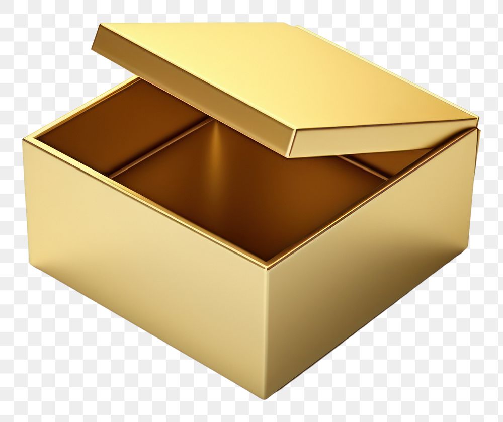 PNG  Opened box cardboard carton gold. AI generated Image by rawpixel.