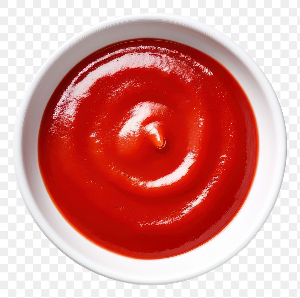 PNG Ketchup on a small white bowl food white background strawberry. AI generated Image by rawpixel.
