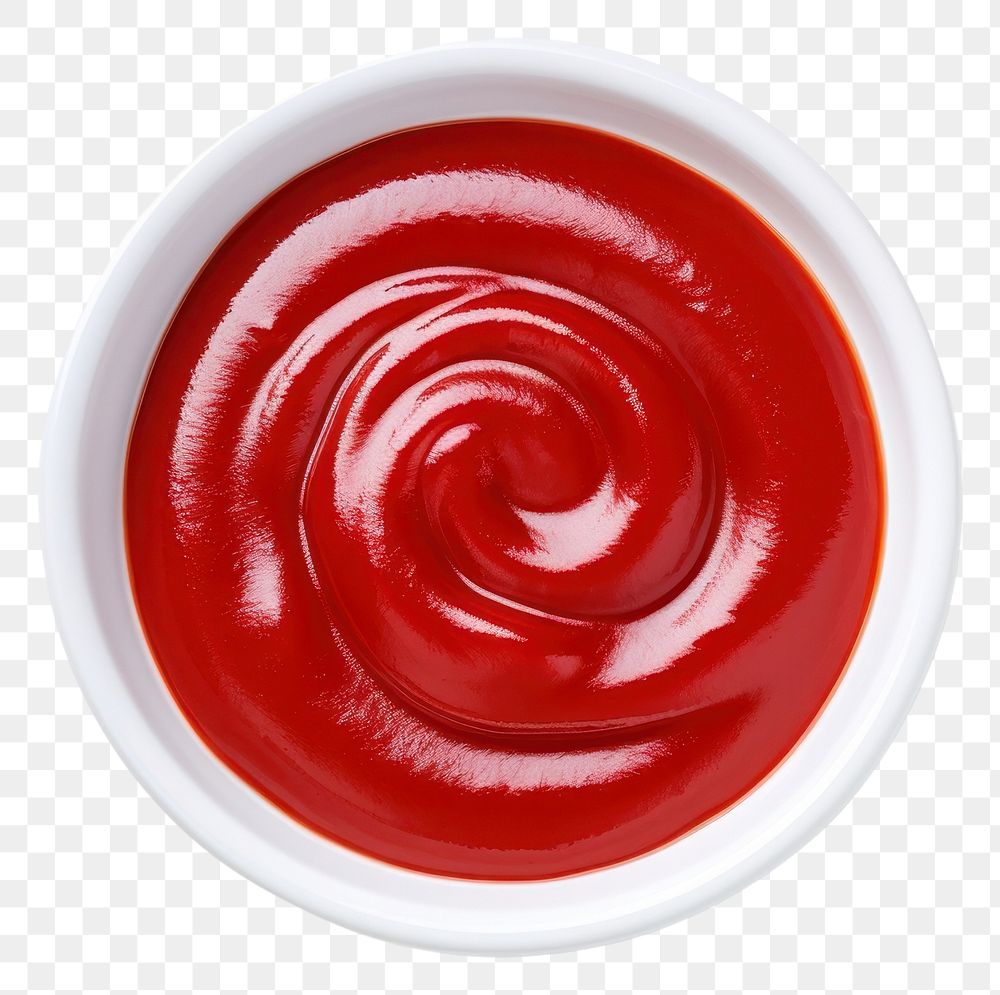 PNG Ketchup on a small white bowl food white background refreshment. AI generated Image by rawpixel.