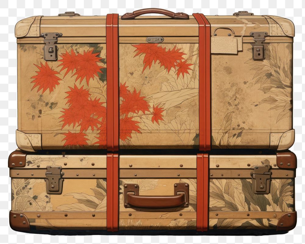 PNG  An isolated suitcase luggage art old. AI generated Image by rawpixel.