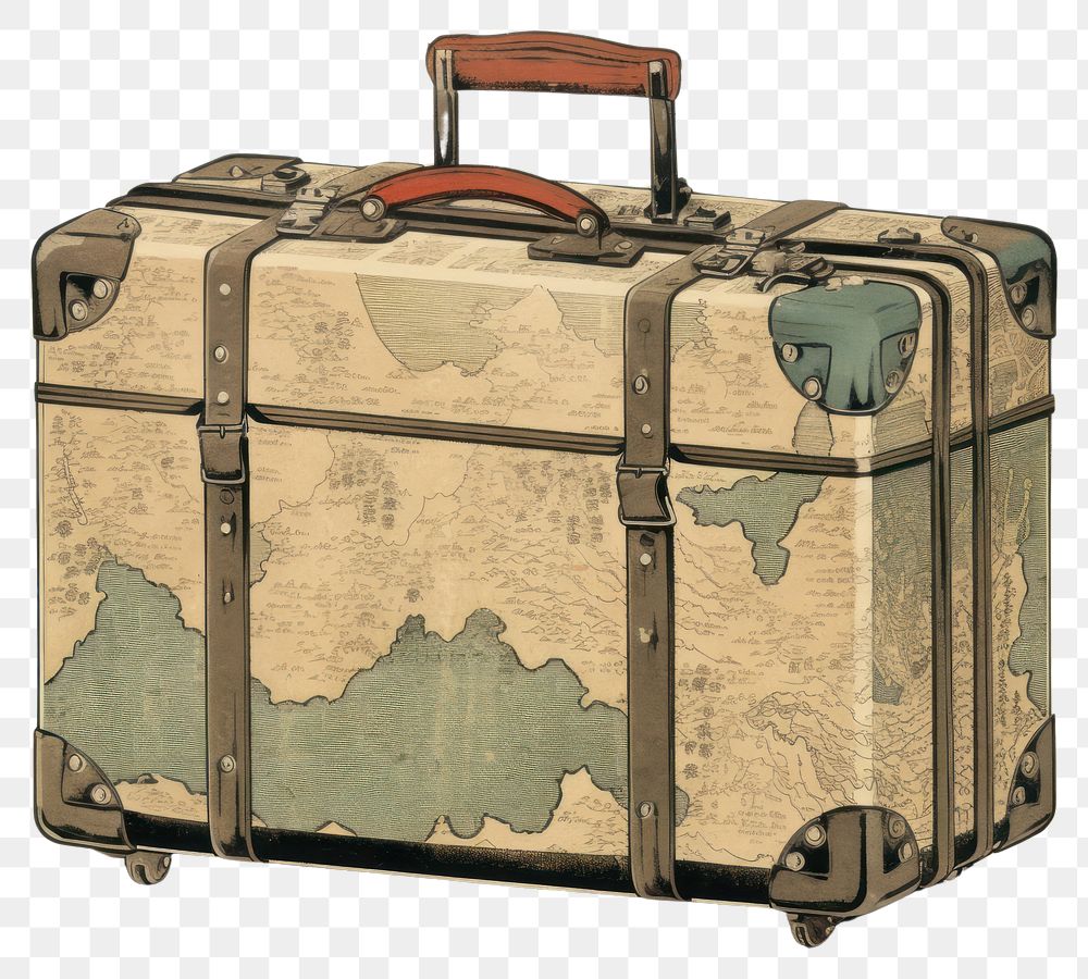 PNG  An isolated suitcase luggage old transportation. AI generated Image by rawpixel.