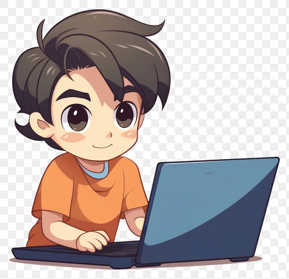 PNG A child with computer cartoon laptop portability. AI generated Image by rawpixel.