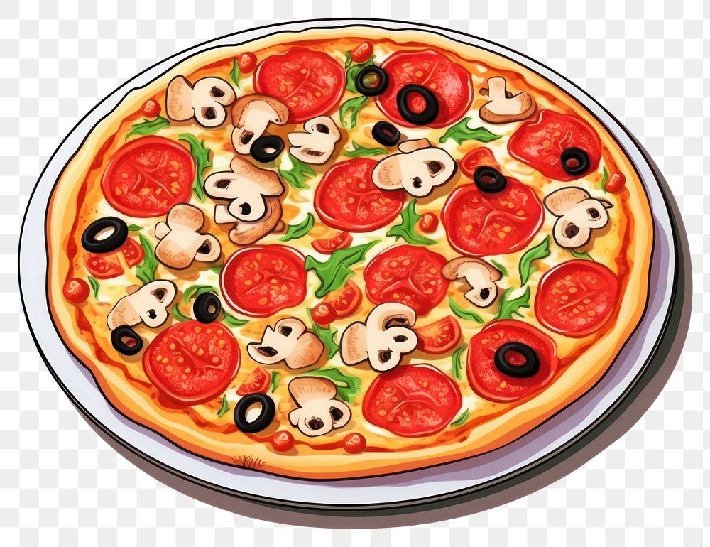 PNG Isolated a pizza cartoon food white background. AI generated Image by rawpixel.