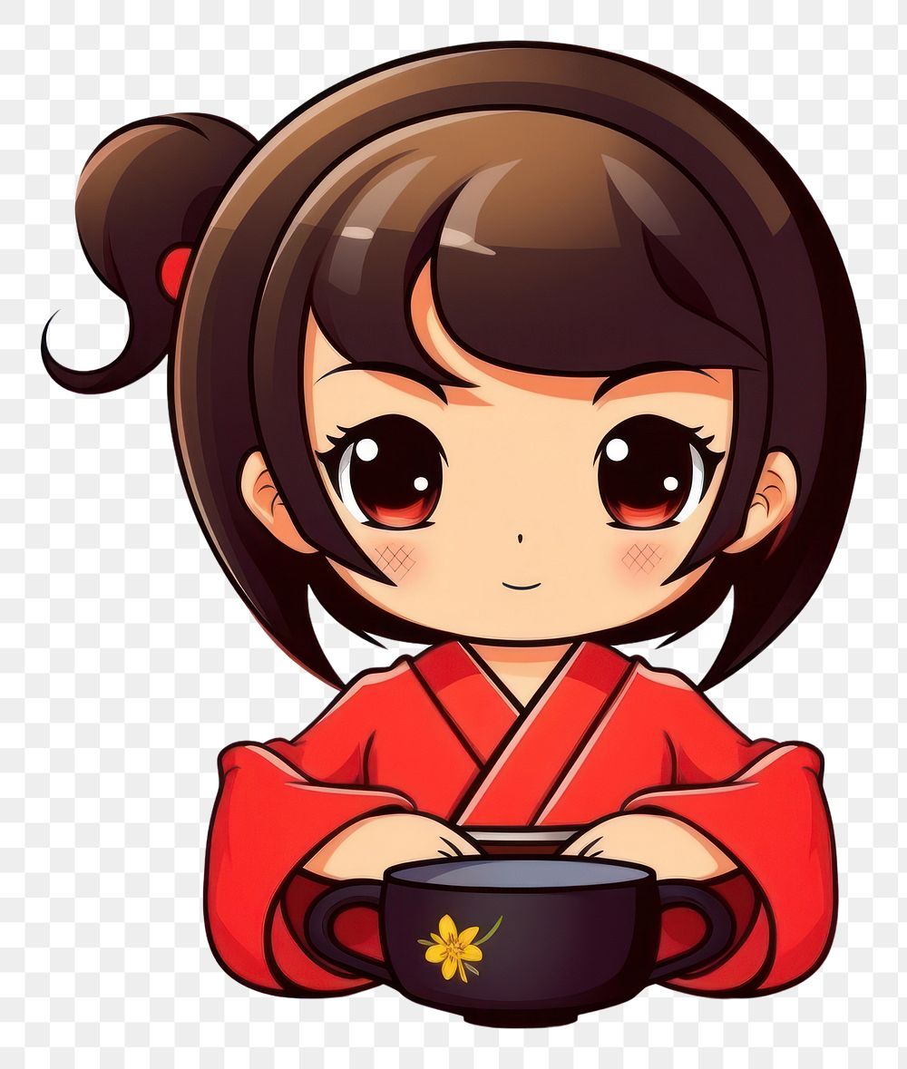PNG Isolated tea cartoon anime red. AI generated Image by rawpixel.