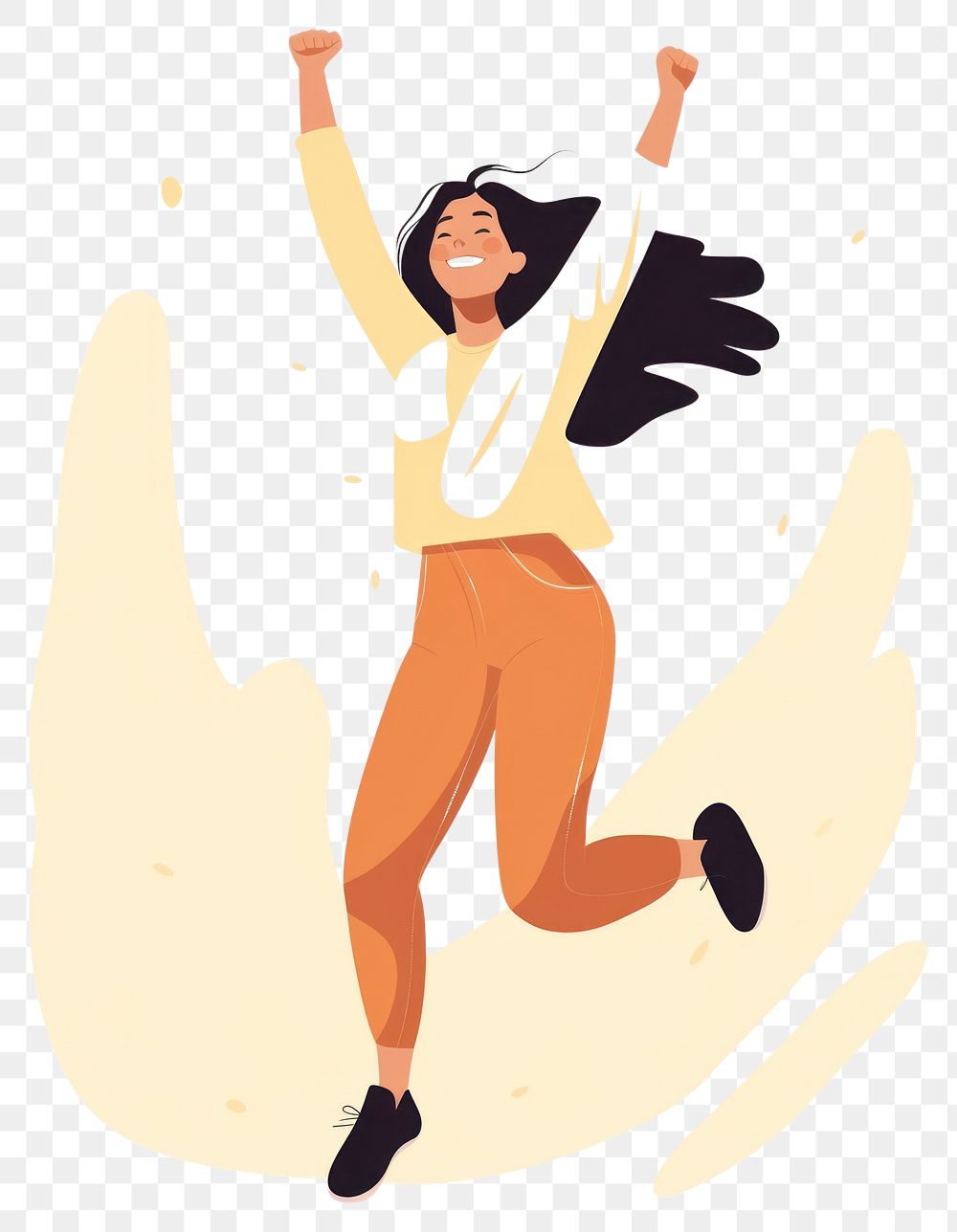 PNG Happy girl jumping drawing dancing cartoon. AI generated Image by rawpixel.