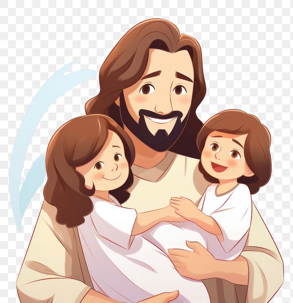 PNG Happy jesus with children cartoon cute togetherness. AI generated Image by rawpixel.