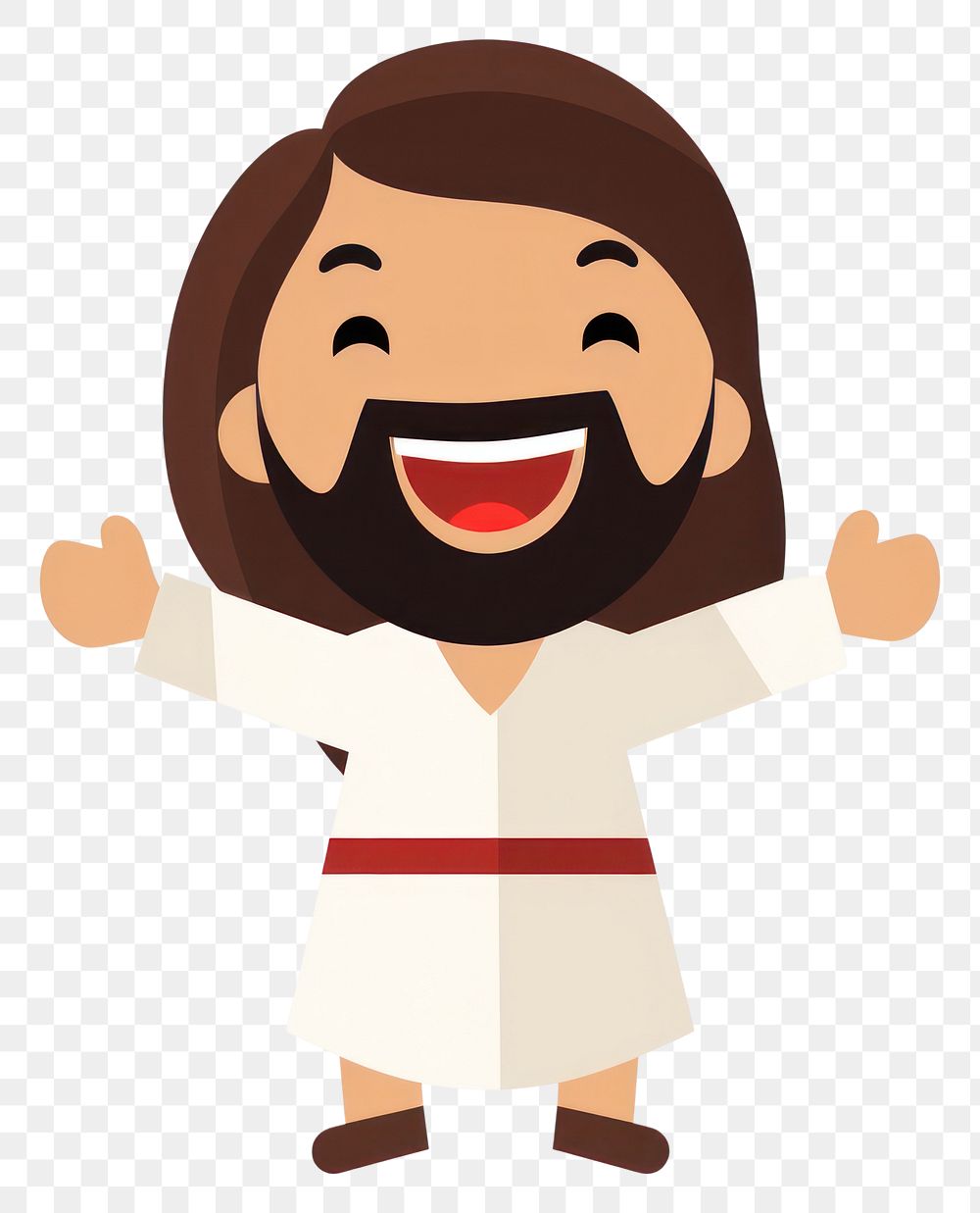 PNG Happy jesus cartoon white background anthropomorphic. AI generated Image by rawpixel.