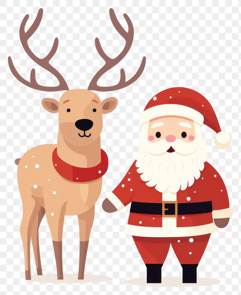 PNG Happy santa claus with reindeer cartoon mammal animal. AI generated Image by rawpixel.