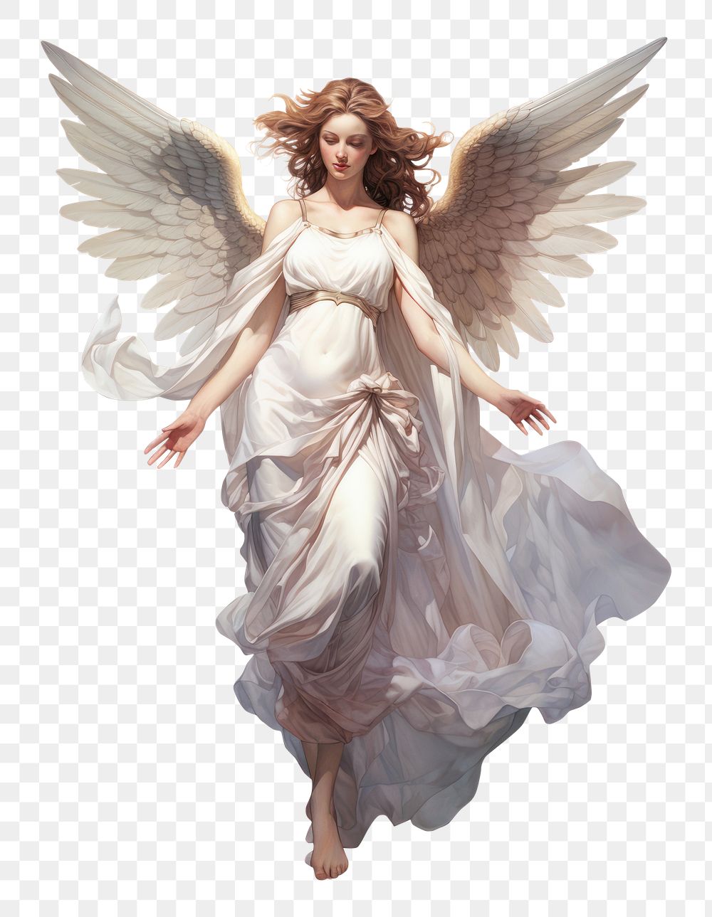 illustration of *a roman angel* , naturalistic unique composition, rich and immersive, aesthetic, vector, isolated white…