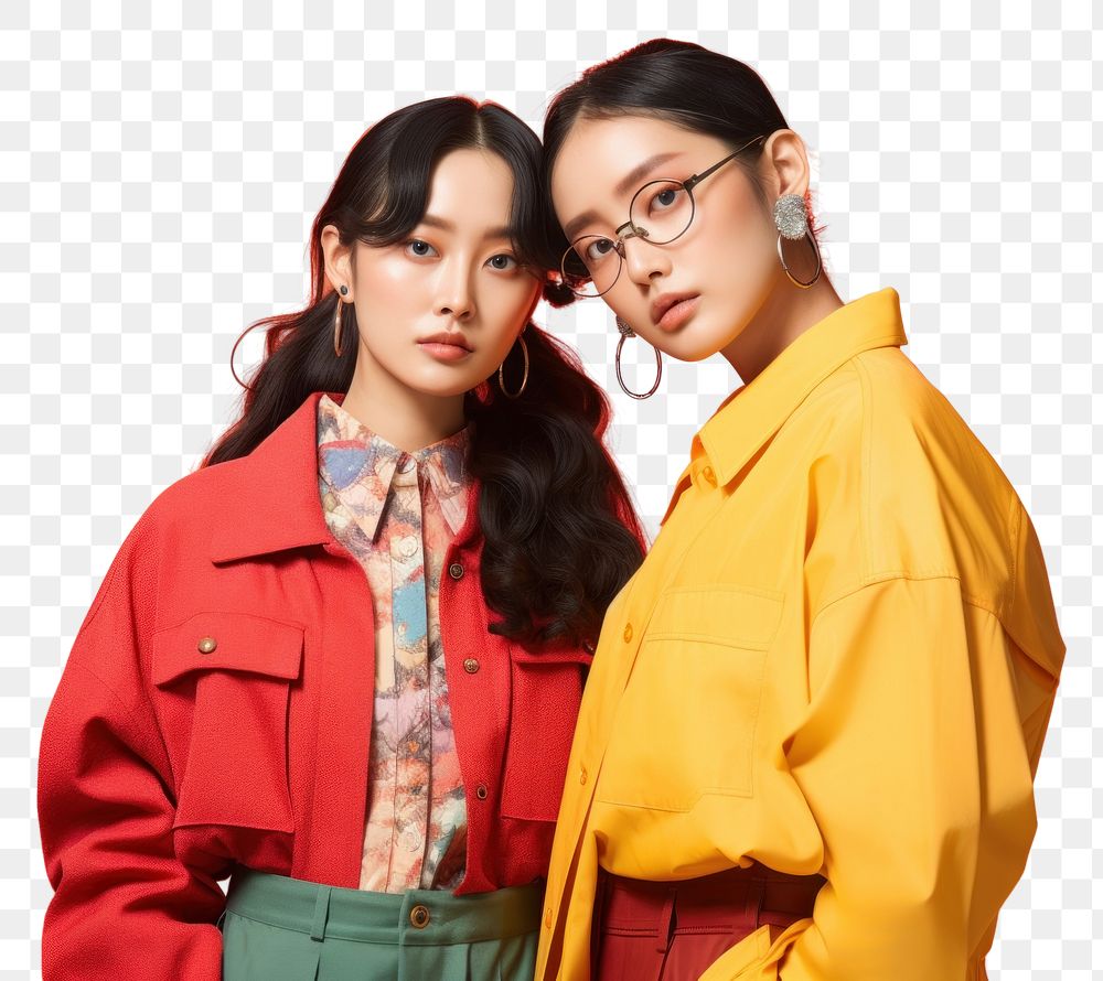 PNG Two korean fashionista portrait people adult. AI generated Image by rawpixel.