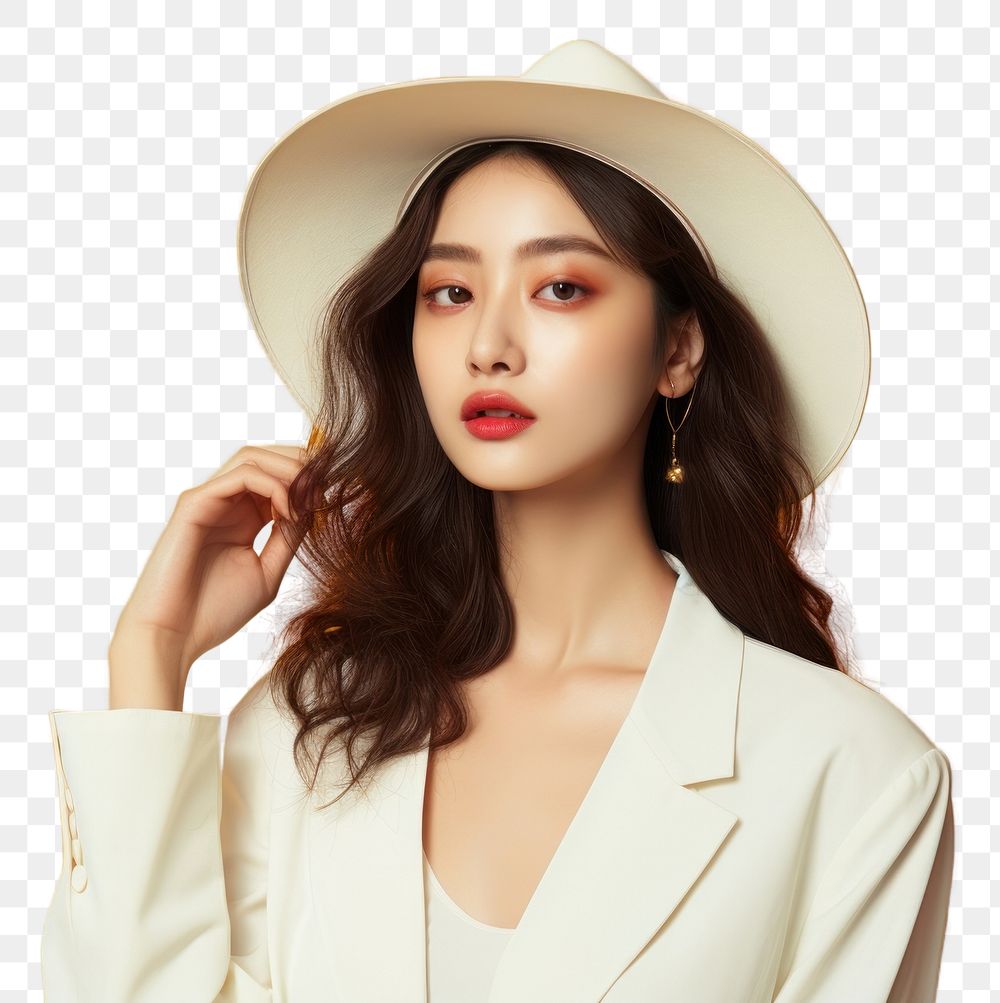 PNG Korean fashion model portrait adult woman. AI generated Image by rawpixel.