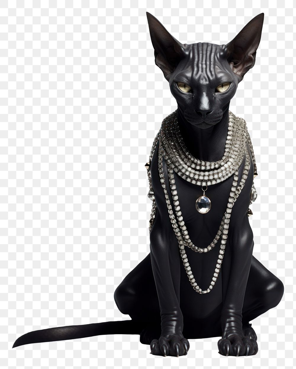 PNG Sphinx cat jewelry necklace animal. AI generated Image by rawpixel.