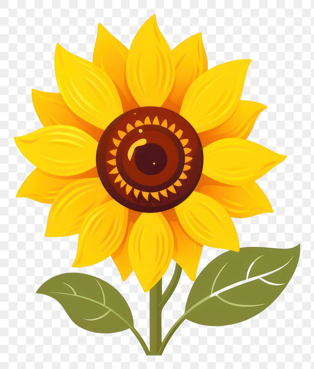 PNG Sunflower cartoon plant inflorescence. AI generated Image by rawpixel.
