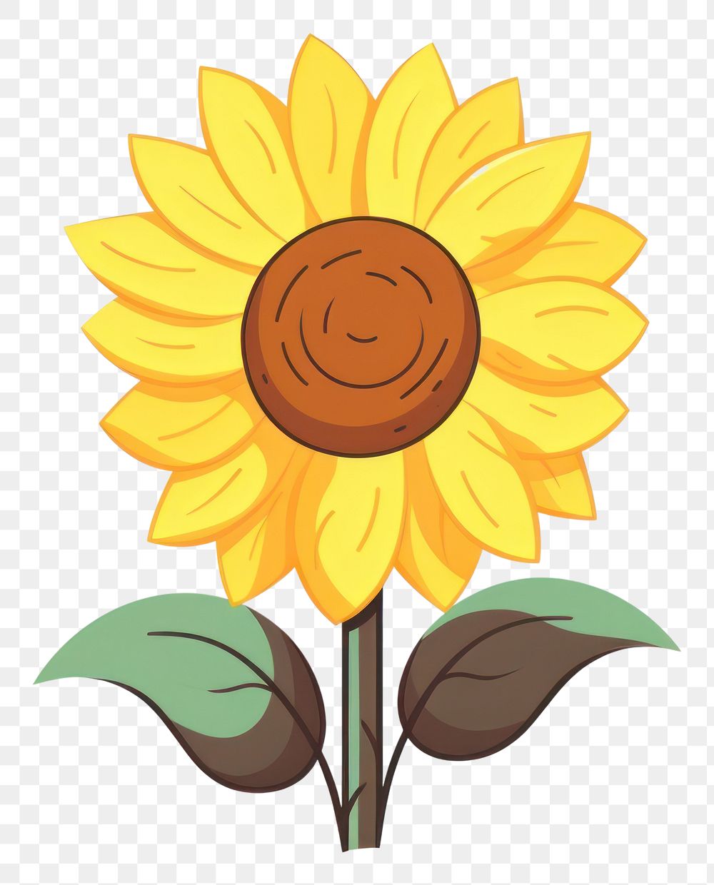 PNG Sunflower cartoon plant white background. AI generated Image by rawpixel.