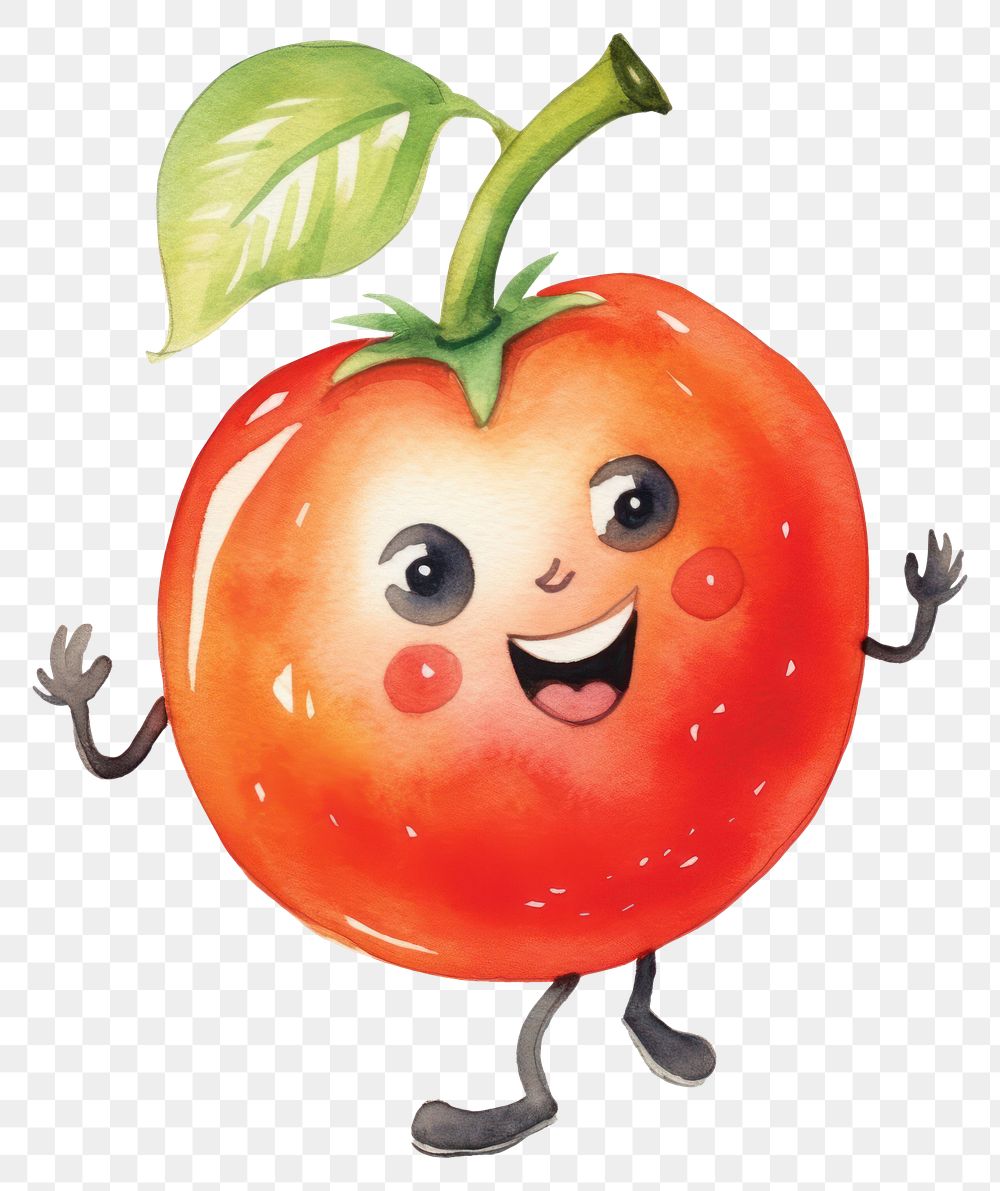 PNG  Dancing tomato fruit plant food. AI generated Image by rawpixel.