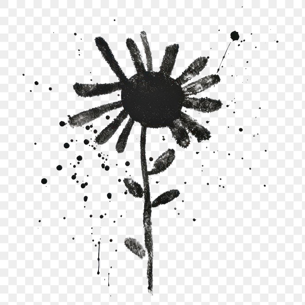 PNG Flower black art invertebrate. AI generated Image by rawpixel.