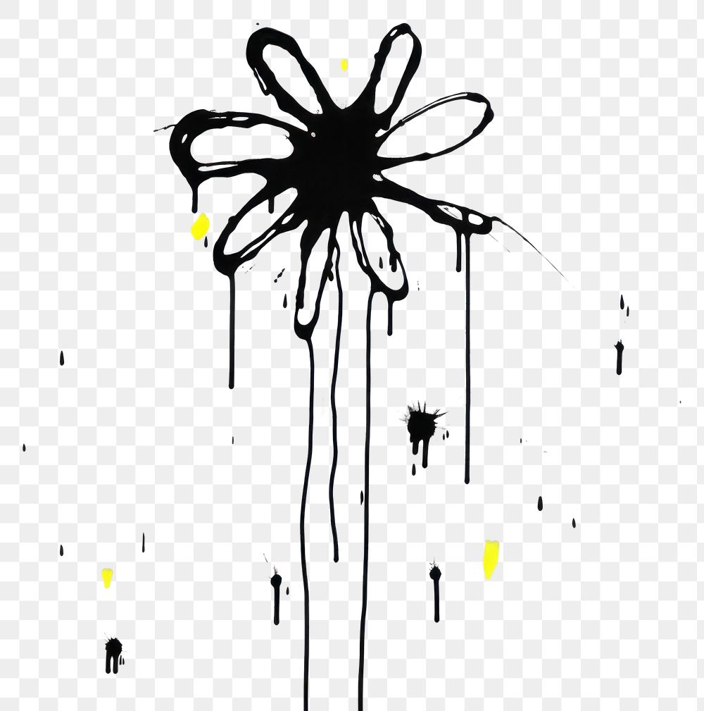 PNG Flower silhouette art splattered