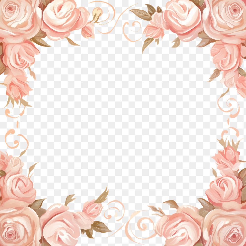 PNG Painting of rose border backgrounds pattern flower. AI generated Image by rawpixel.