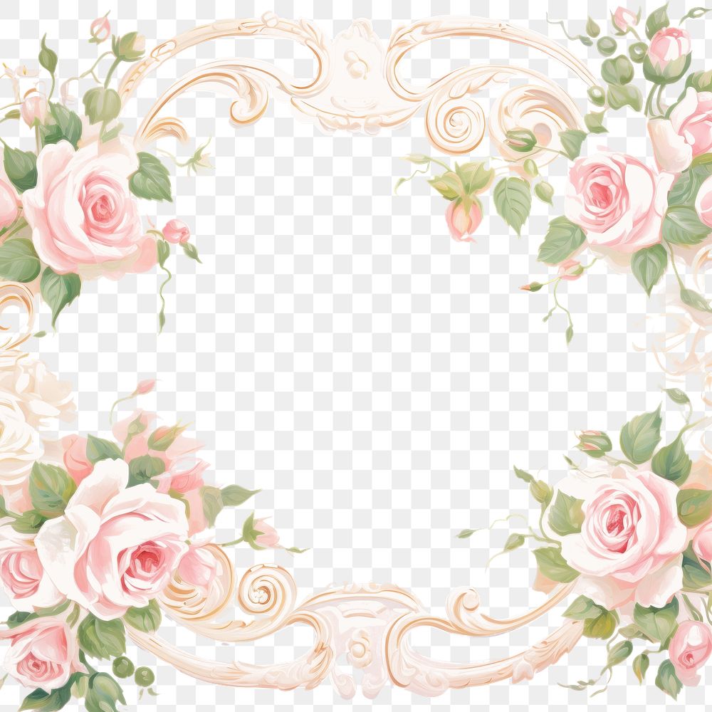 PNG Painting of rose border backgrounds pattern flower. AI generated Image by rawpixel.