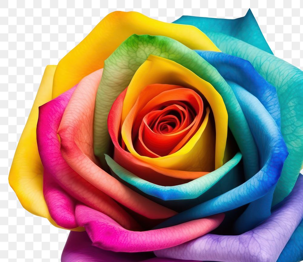 PNG Rainbow rose flower plant white background. AI generated Image by rawpixel.